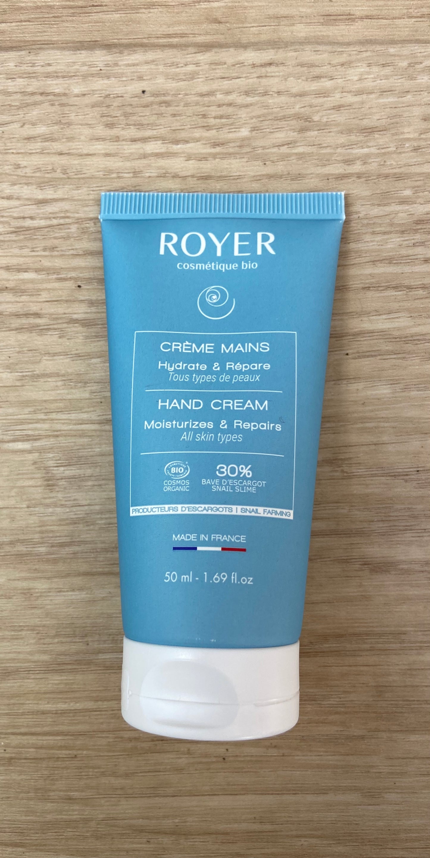Crème mains bio à la bave d’escargot - Royer Cosmétique