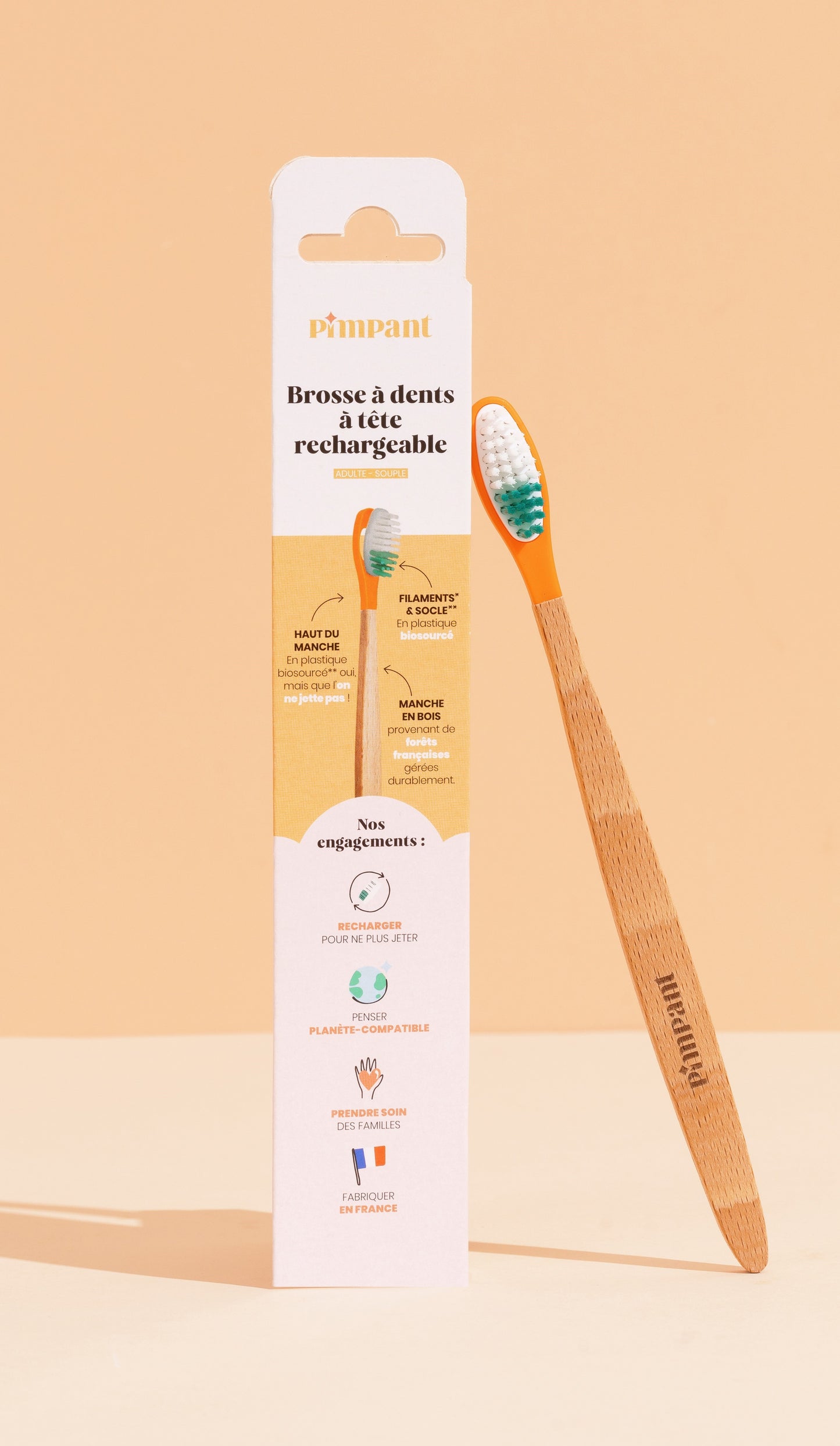 Brosse à dents à tête rechargeable – poils souples