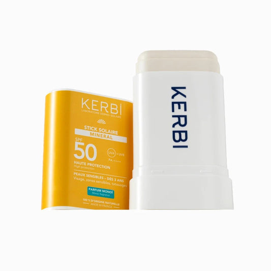 🌿 Stick solaire minéral SPF50 – Zones sensibles - Kerbi